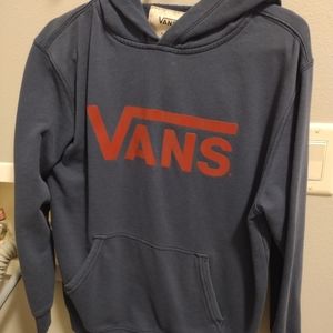 VINTAGE 90s VANS Logo Pullover Hoodie Sweatshirt Size XL Blue Red